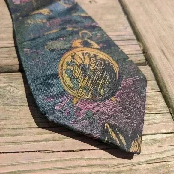 Vintage Christian Dior clock design men's tie - Picture 4 of 12